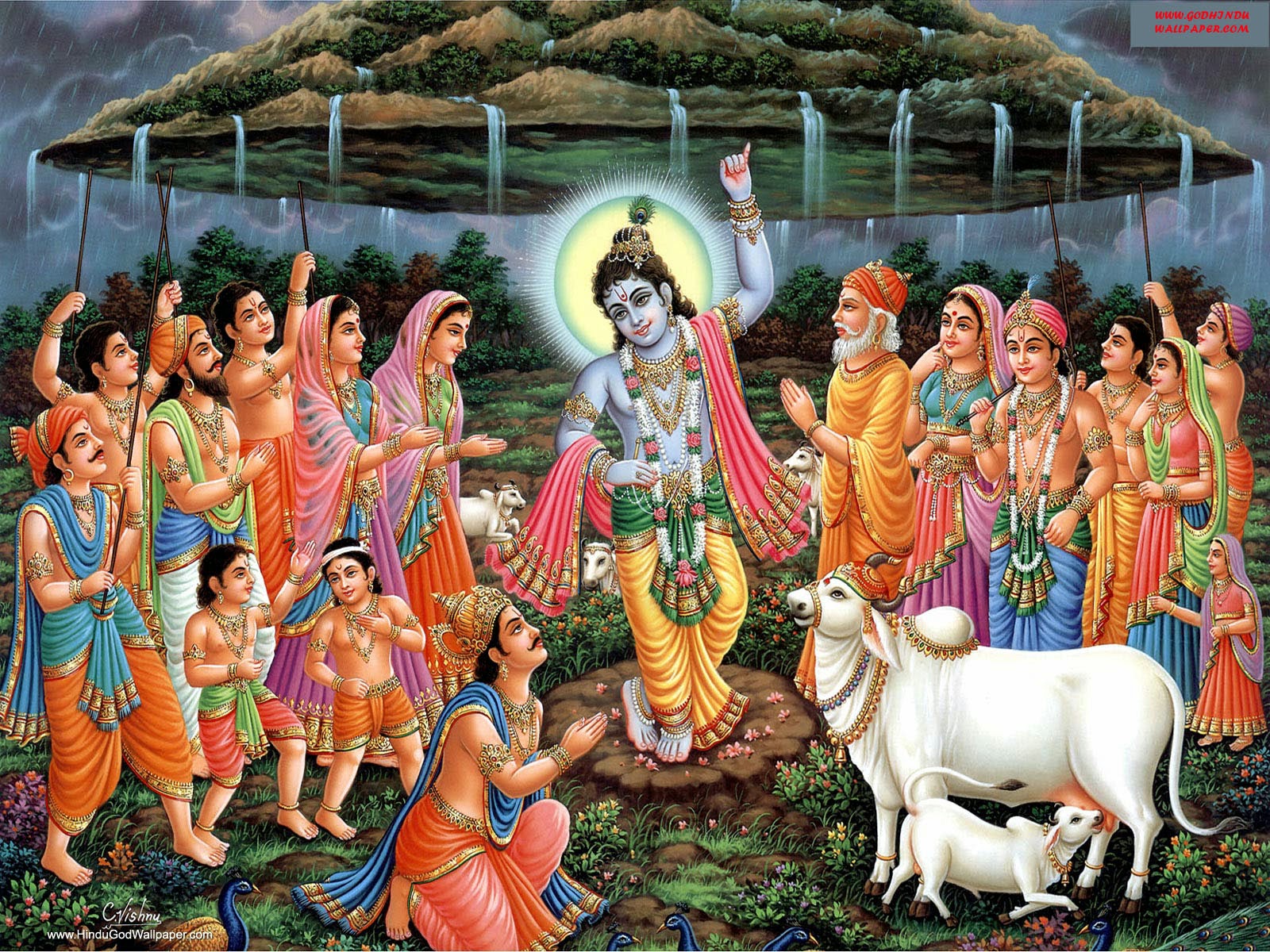 Lord Krishna With Cow Images High Resolution - HD Wallpaper 