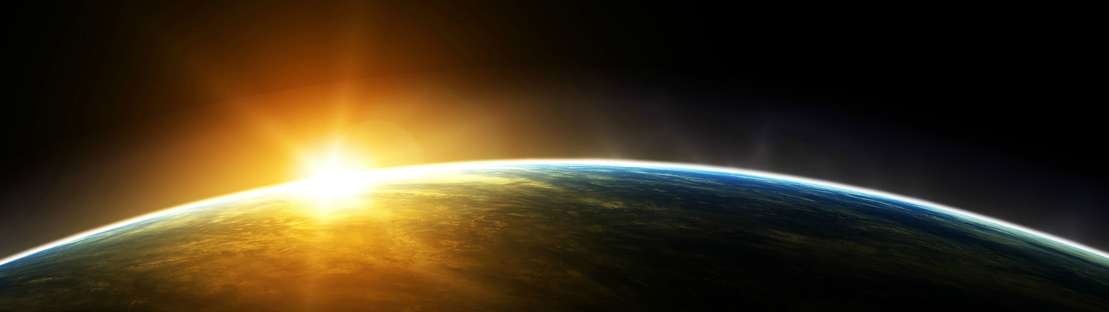 Dual Screen Wallpapers 
 Data-src - Sun Rising Over Earth - HD Wallpaper 