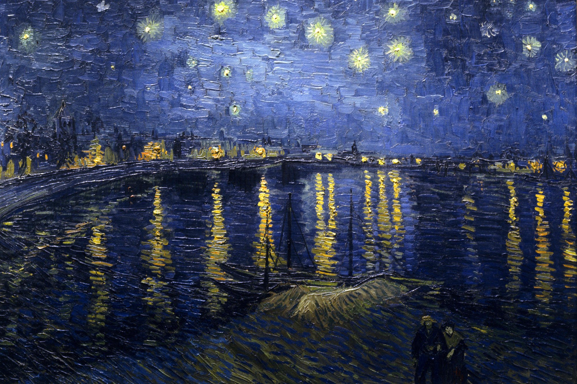Vincent Van Gogh Noche Estrellada Sobre El Rodano - HD Wallpaper 