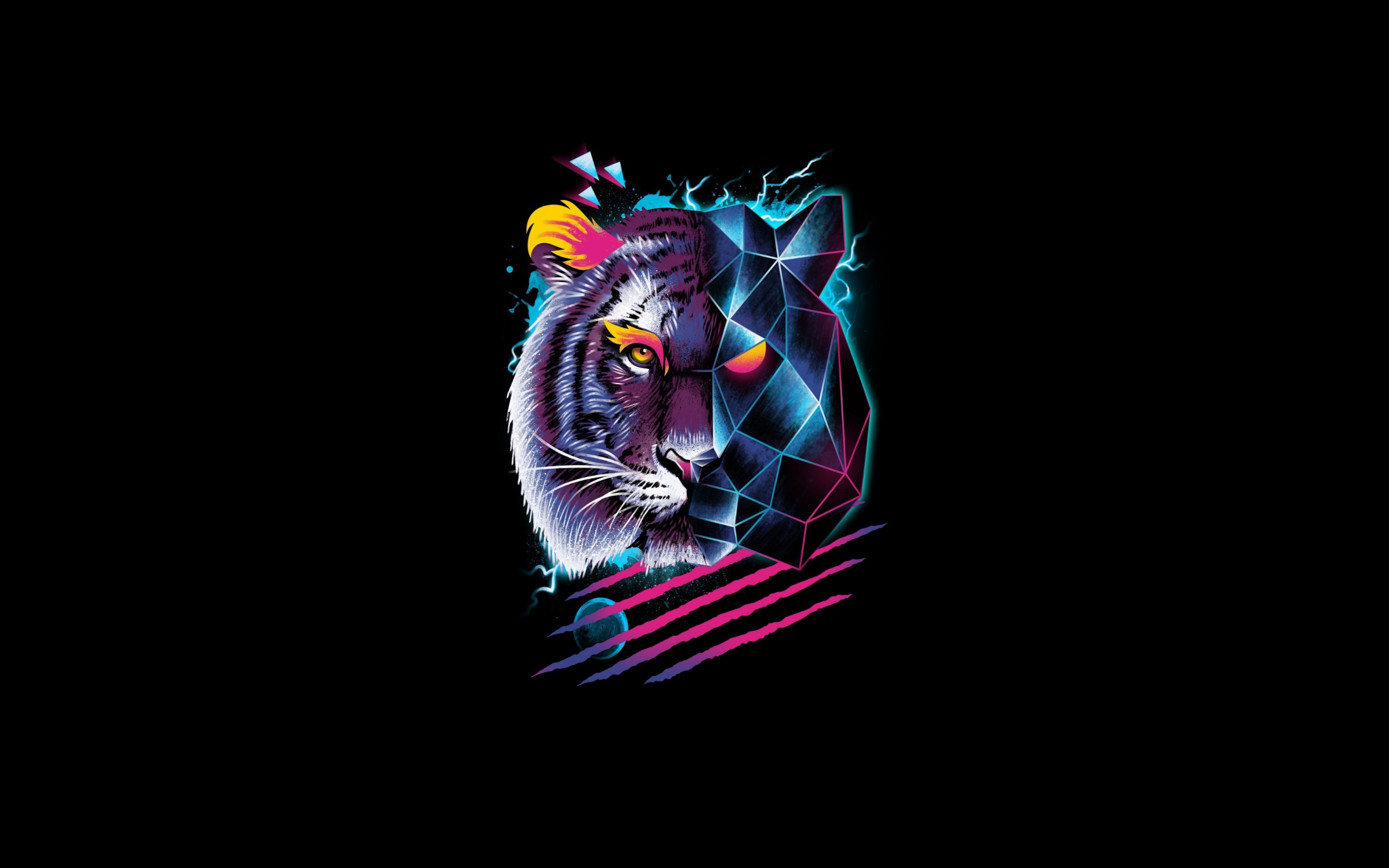 Wallpaper Of Artistic, Retro, Tiger Background & Hd - 80's Retro Tiger - HD Wallpaper 