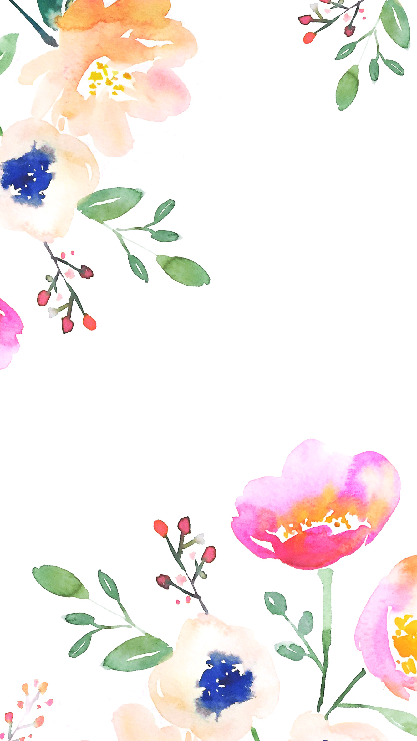 Watercolor Flower Iphone Background - HD Wallpaper 