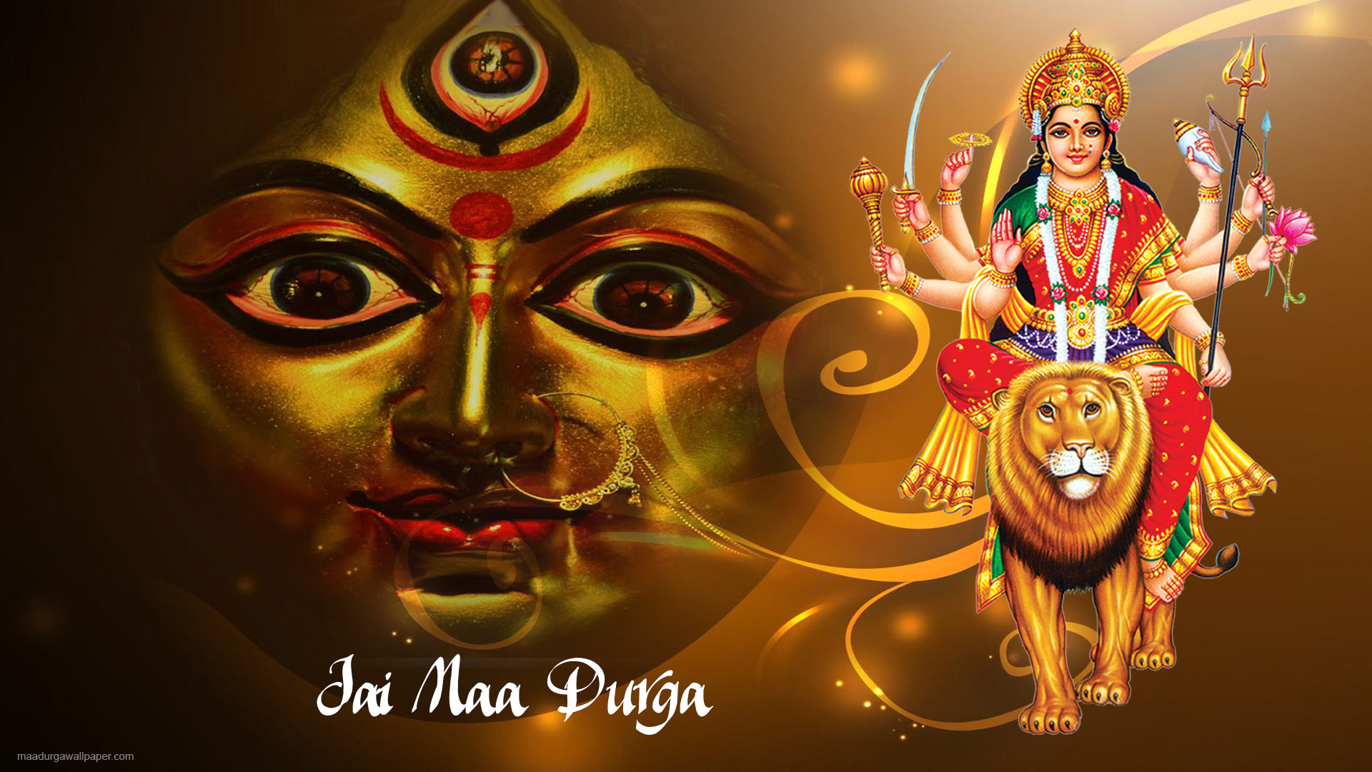 Maa Durga Hd Wallpaper Desktop 1920x1080 Wallpaper Teahub Io
