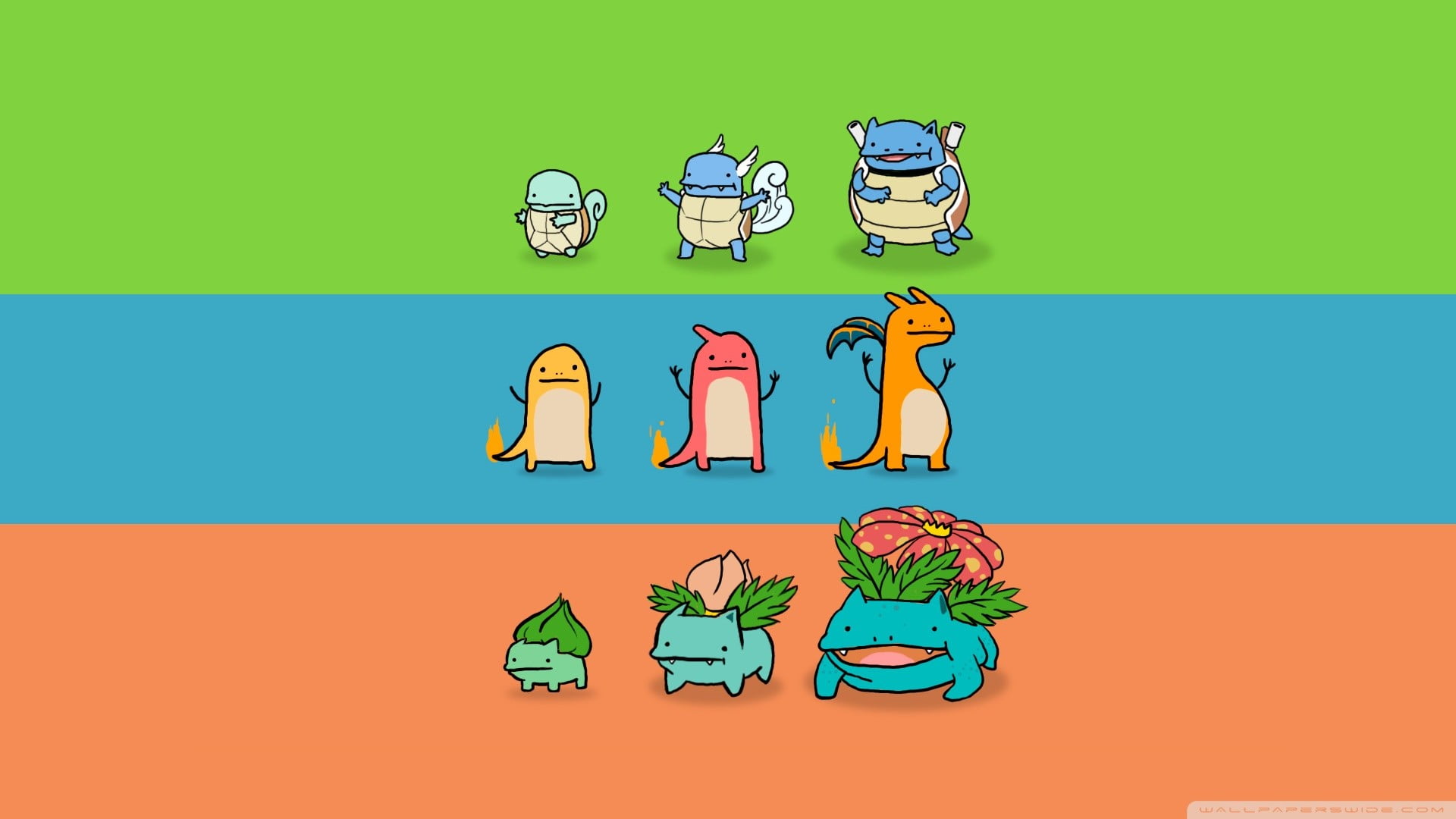 Pokemon Bulbasaur Charmander Squirtle - HD Wallpaper 