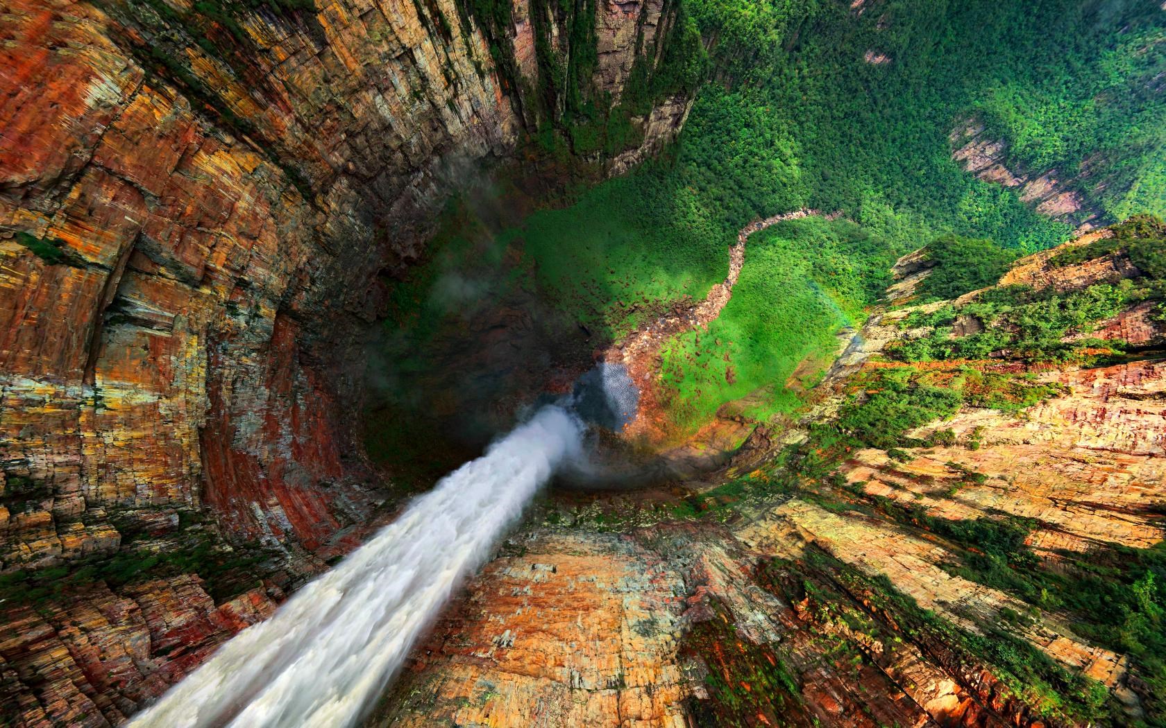Waterfall Aerial Wallpaper - Angel Falls Wallpaper Hd - HD Wallpaper 