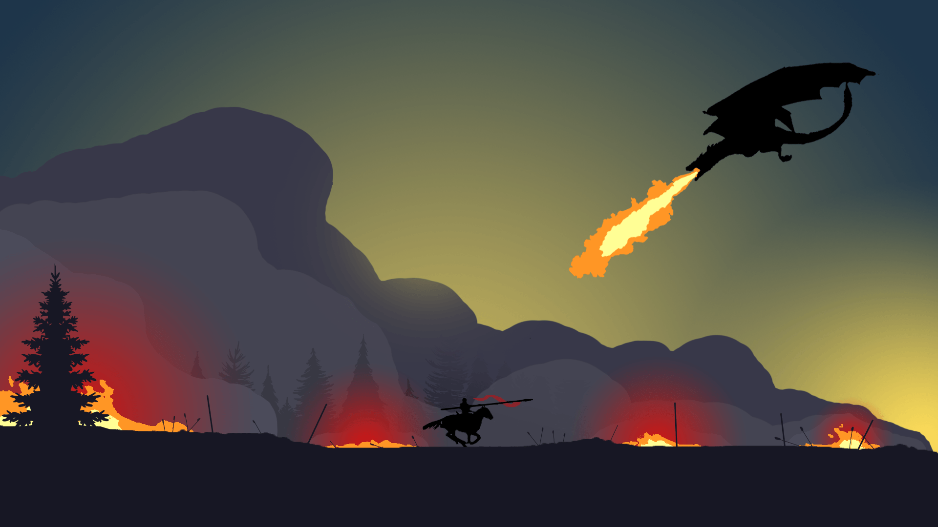 A Flat Wallpaper I Made Inspired By Field Of Fire - Game Of Thrones Flat - HD Wallpaper 