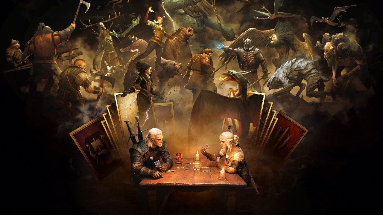 Latest Game Wallpapers - Witcher Geralt Ciri Gwent - HD Wallpaper 