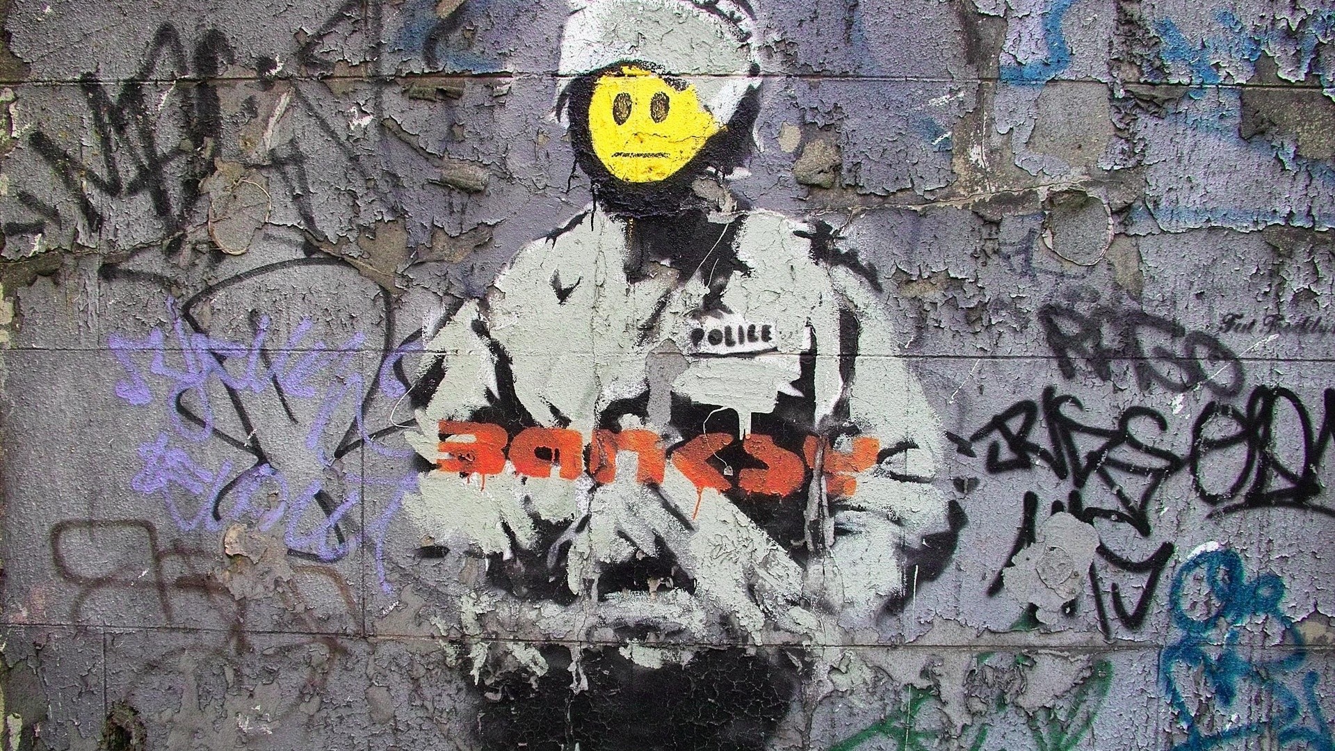1920x1080, Banksy Smile, Banksy, Street Art, Streetart, - Banksy Street Art  - 1920x1080 Wallpaper 