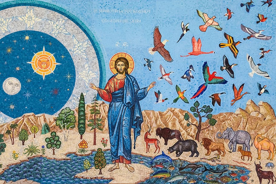 Photo Of The Creation Painting, Genesis, Mosaic, Iconography, - HD Wallpaper 