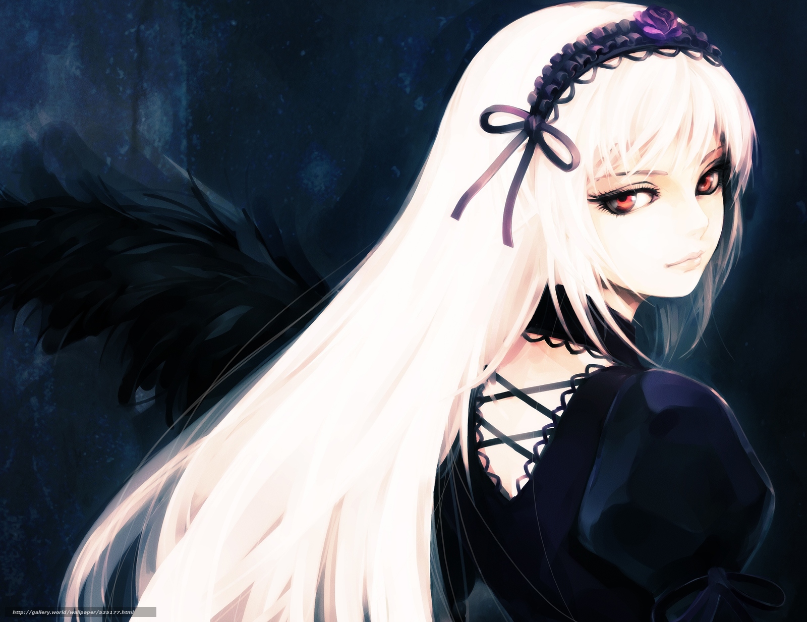 Download Wallpaper Wings, White Hair, Demon, Girl Free - White Hair Evil Anime Girl - HD Wallpaper 