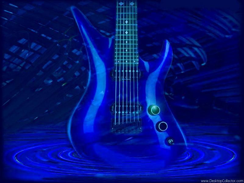 Blue Guitar 26182406 Std Dark Guitar Hd Wallpaper,abstract - Desktop Background Guitar Electric Blue - HD Wallpaper 