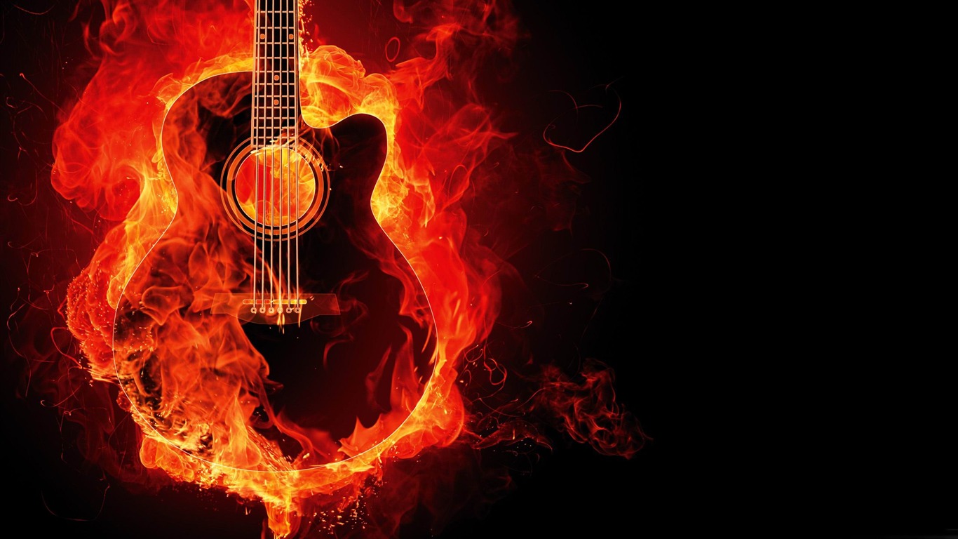 Guitar-the Fire Of Artistic Creativity Design Wallpaper2012 - Acoustic Battle Of The Band - HD Wallpaper 