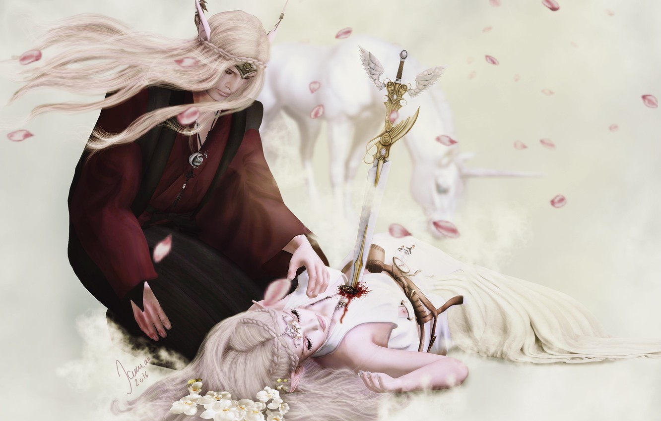 Photo Wallpaper Girl, Love, Death, Feelings, Sword, - Girl Death In Love - HD Wallpaper 