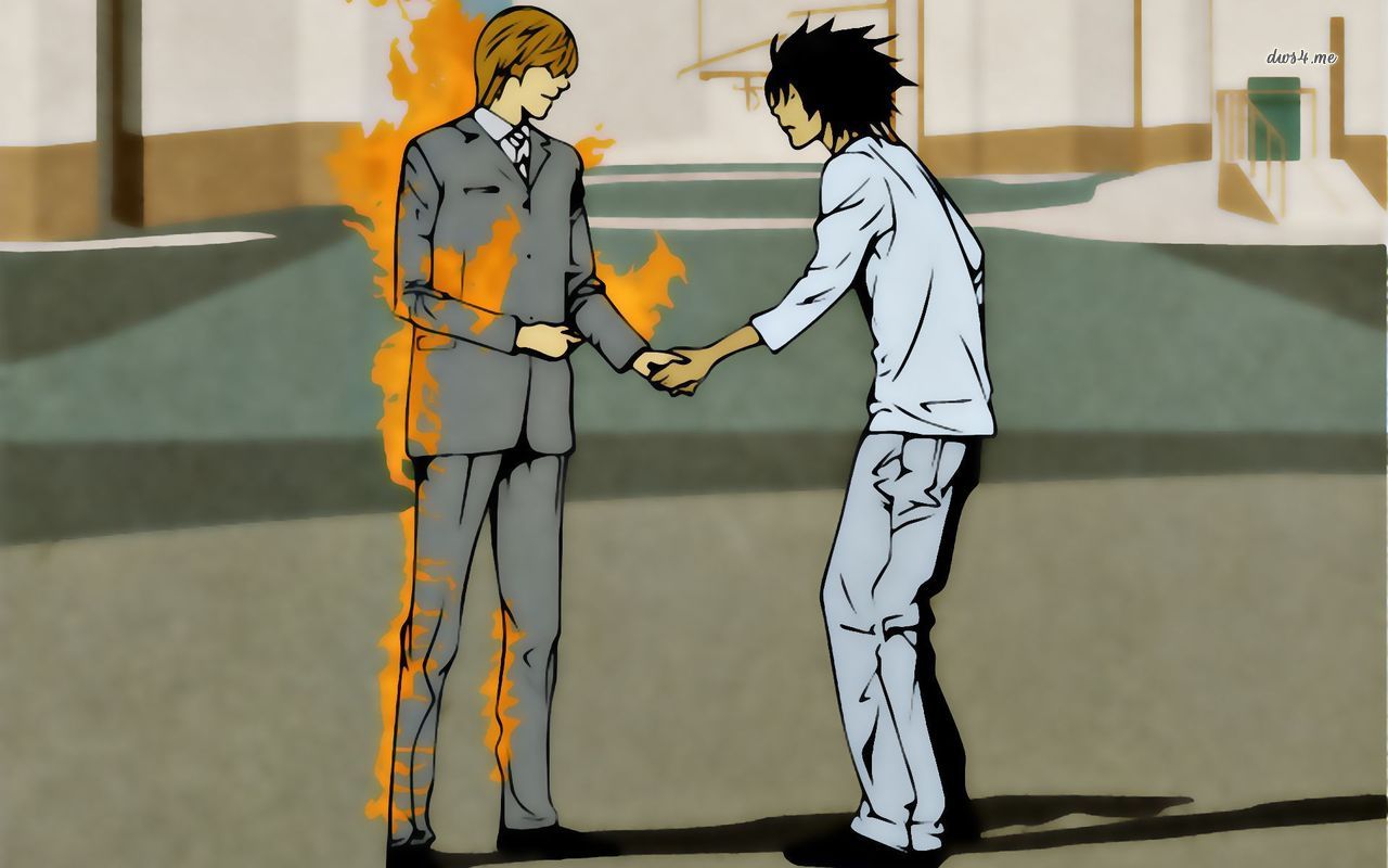 Anime Death Note L And Light - HD Wallpaper 