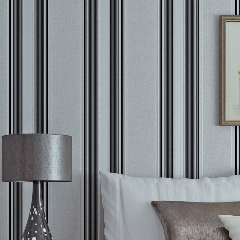 Grey Wall Paper Modern Theme Bedroom - HD Wallpaper 