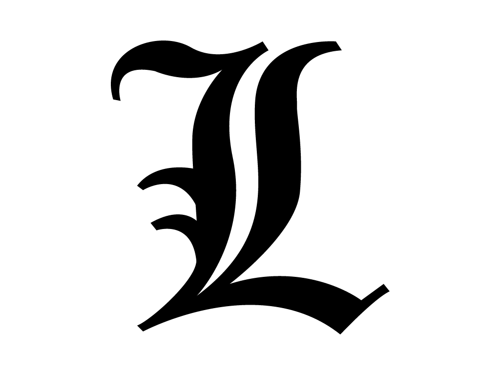 Death Note L Logo Monochrome White - HD Wallpaper 