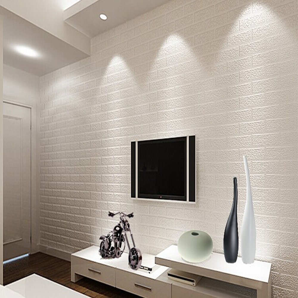 White Bricks Wallpaper In Living Room - HD Wallpaper 