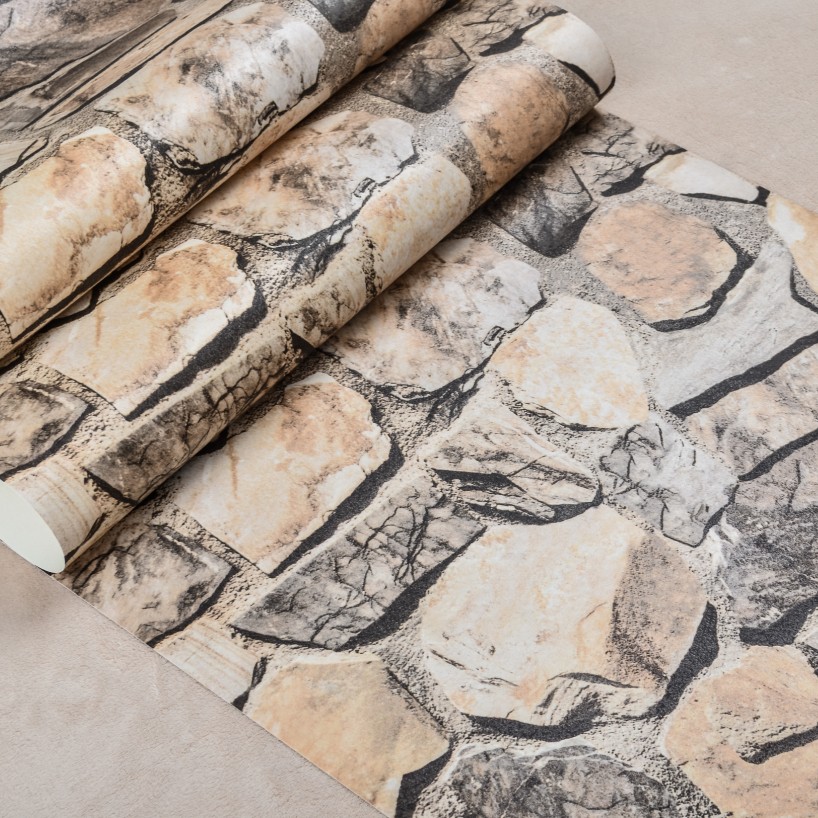 Thick Vinyl Vintage Rustic 3d Textured Effect Stacked - Stone Wall - HD Wallpaper 