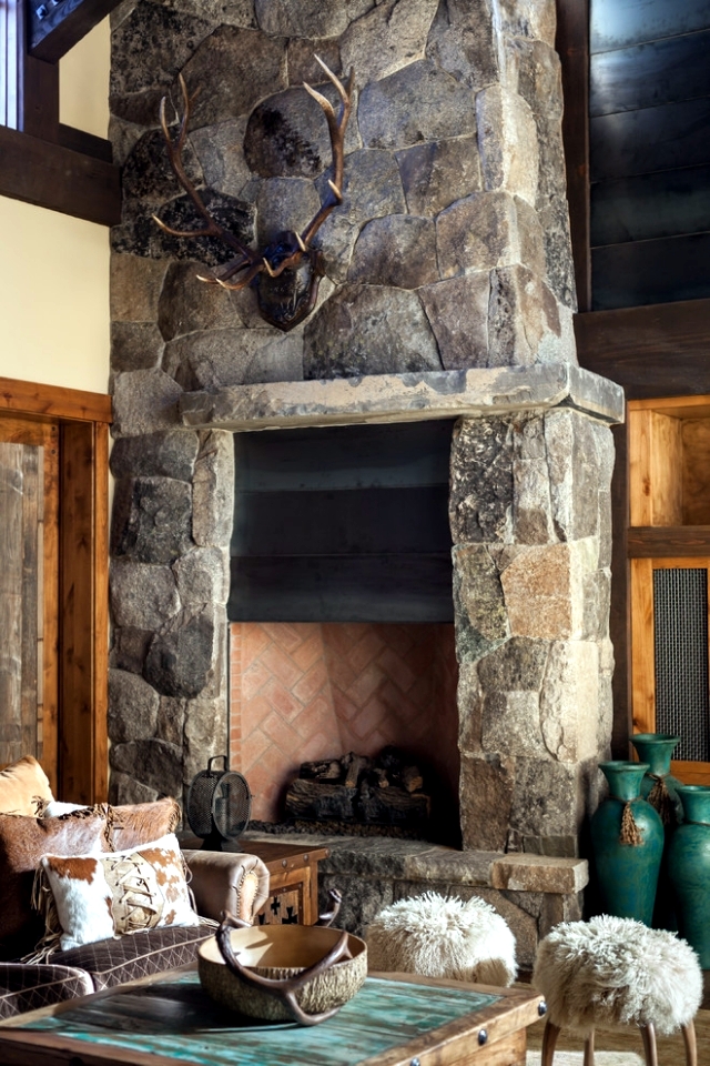 88 Ideas For The Design Of The Wall Of Wood, Stone, - Cheminée En Pierre Chalet - HD Wallpaper 