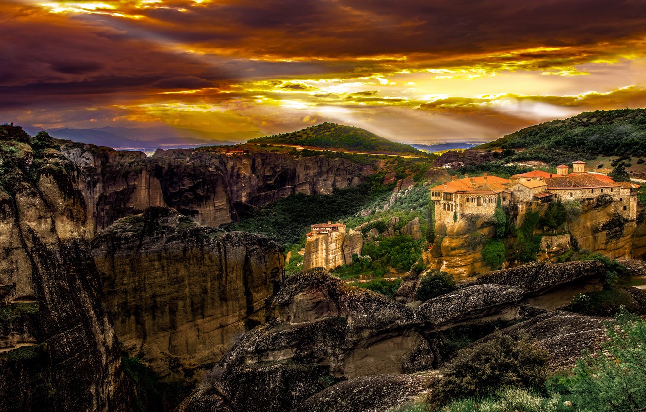 Photo Wallpaper The Sky, Clouds, Rays, Light, Landscape, - Canyon - HD Wallpaper 