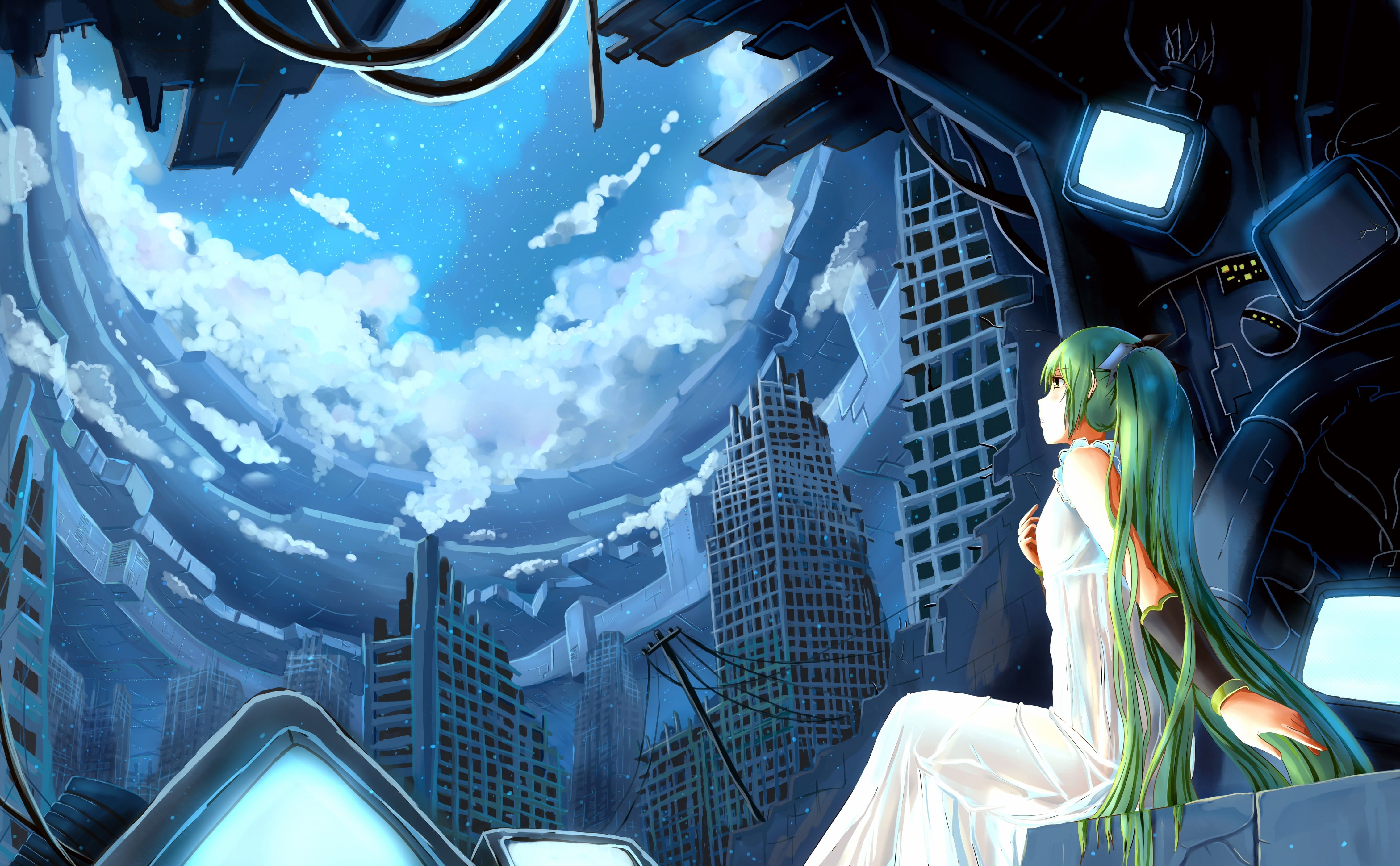 Hatsune Miku Skyscraper - HD Wallpaper 