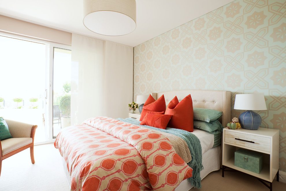 Sydney Moroccan Print With Drawer Nightstands And Bedside - Bedroom - HD Wallpaper 