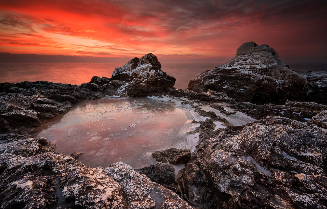 Photo Wallpaper Sea, Beach, Landscape, Sunset, Nature, - Beach - HD Wallpaper 