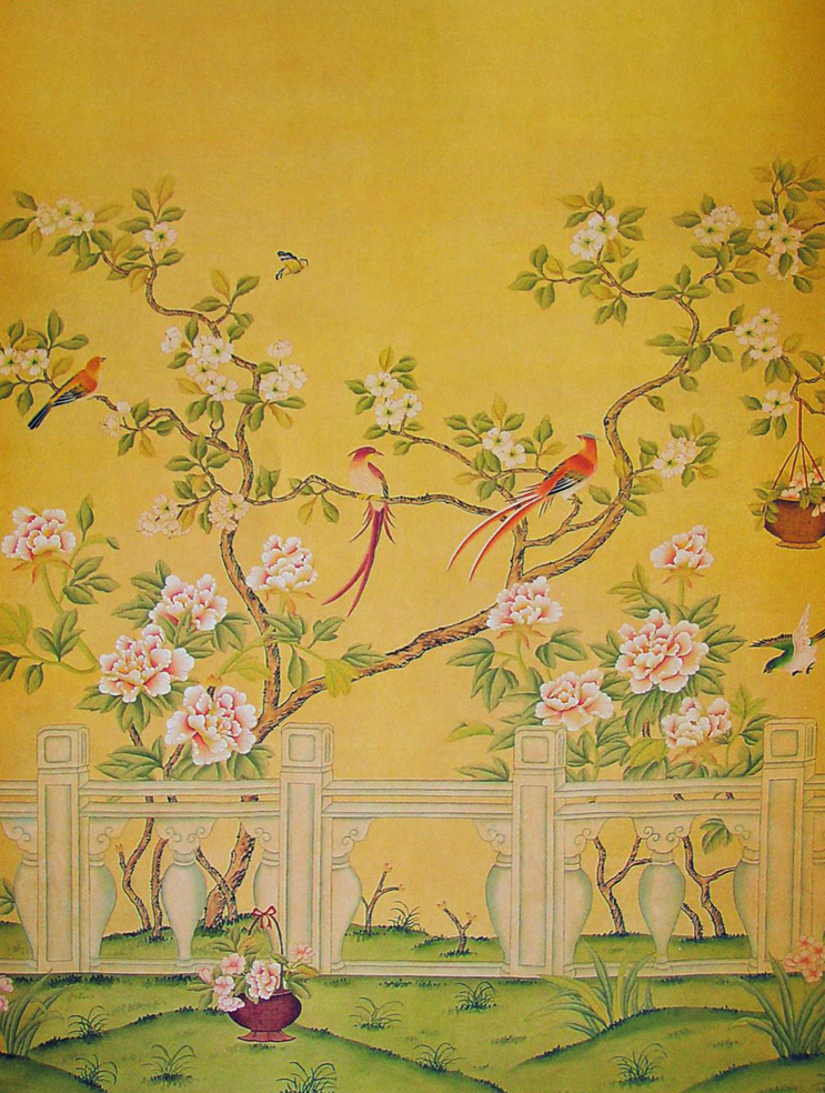 Yellow Chinoiserie Wallpaper Uk - HD Wallpaper 