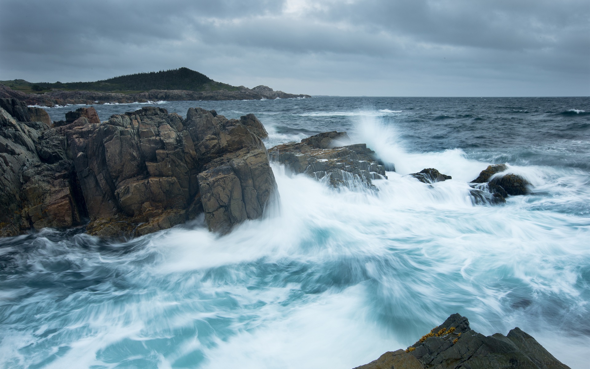 Wallpaper Atlantic Ocean, Canada, Sea, Stones, Waves - Ocean Coast Canada - HD Wallpaper 