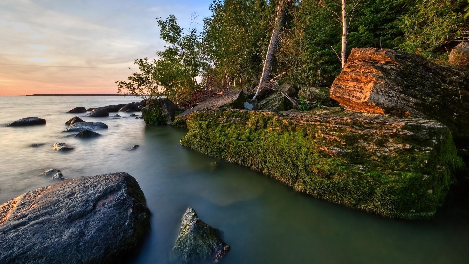 Rocks Boulders And Stones Water Landscape Travel Nature - Nature Landscape Oil Painting On Canvas - HD Wallpaper 