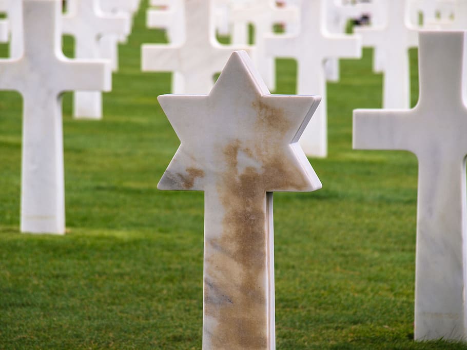 Military Cemetery, Crosses, Star Of David, Normandy, - HD Wallpaper 