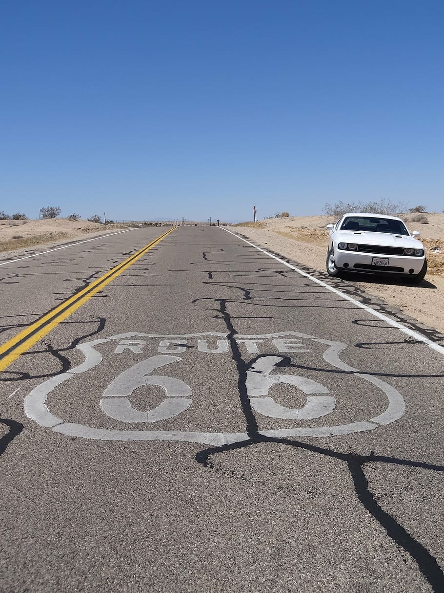 Route 66 Road, Car, Travel, Usa, Sign, America, Trip, - HD Wallpaper 