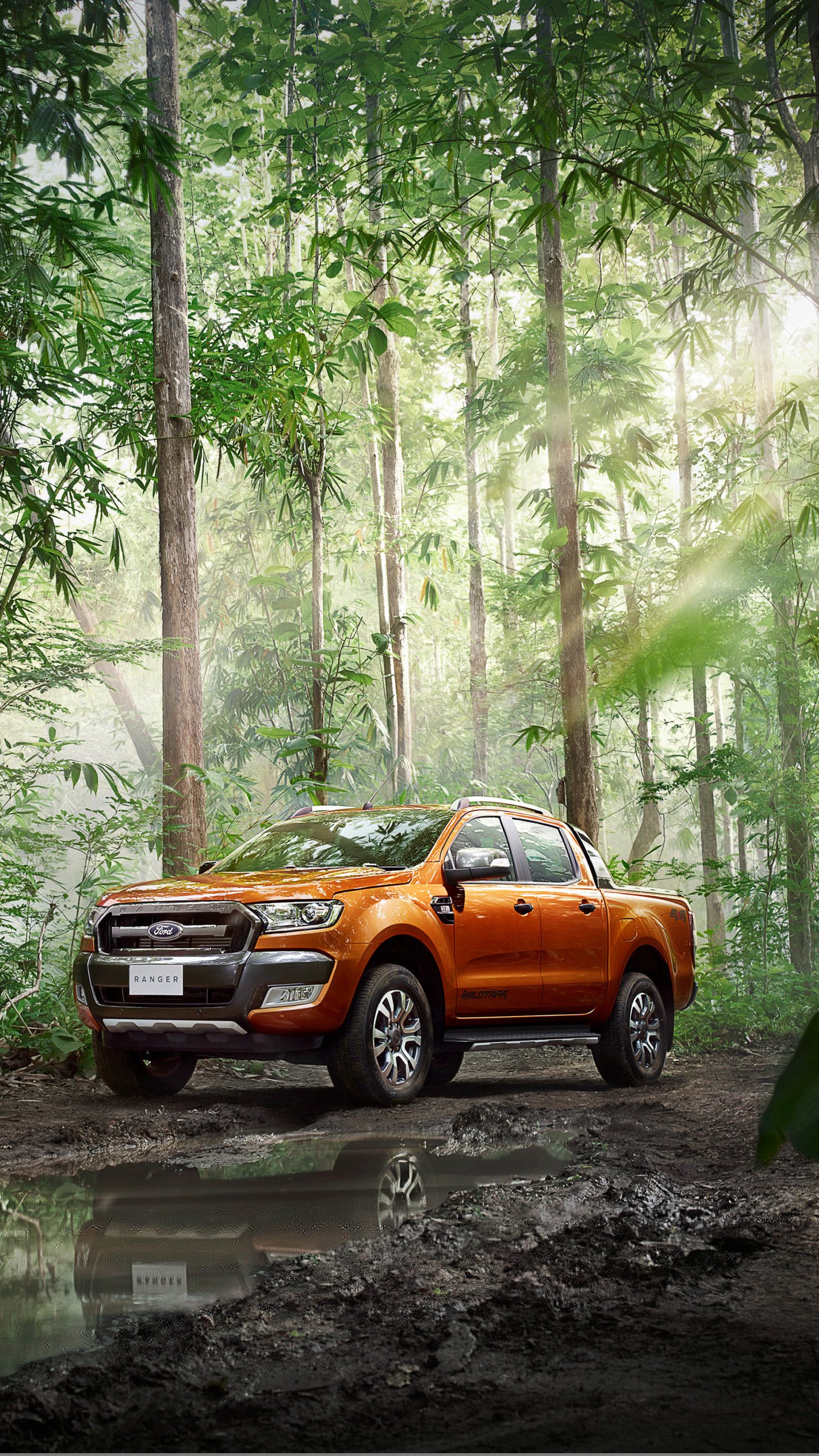 Wallpaper Ford Ranger Forest Side View Puddle Ford Ranger Wildtrak 2019 1440x2560 Wallpaper Teahub Io