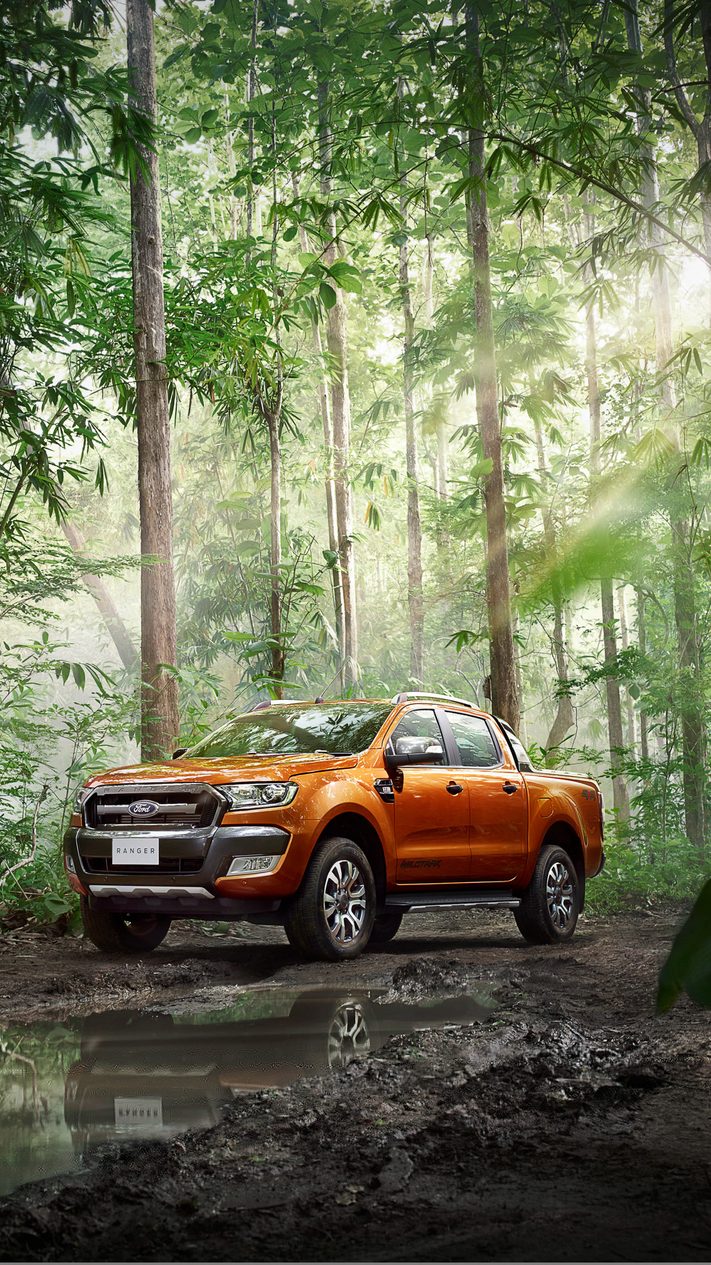 Wallpaper Ford, Ranger, Forest, Side View, Puddle, - Ford Ranger Wildtrak 2019 - HD Wallpaper 