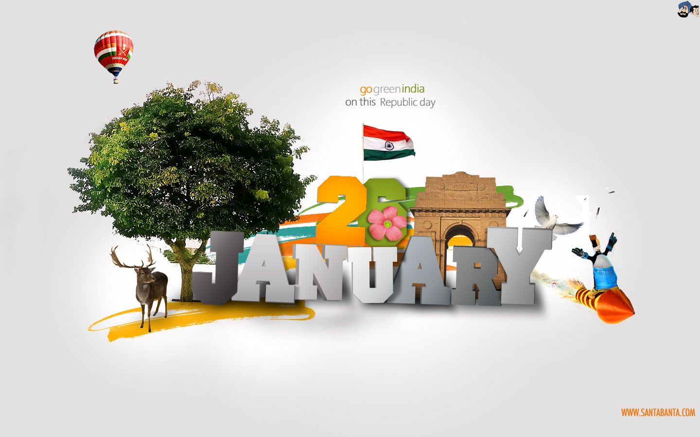 Go Green India On Happy Republic Day Wishes Wallpaper - Republic Day Facebook Cover - HD Wallpaper 
