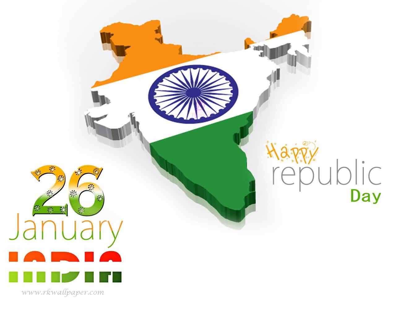 26 January India Happy Republic Day Indian Map Greeting - Happy 26 January Republic Day - HD Wallpaper 