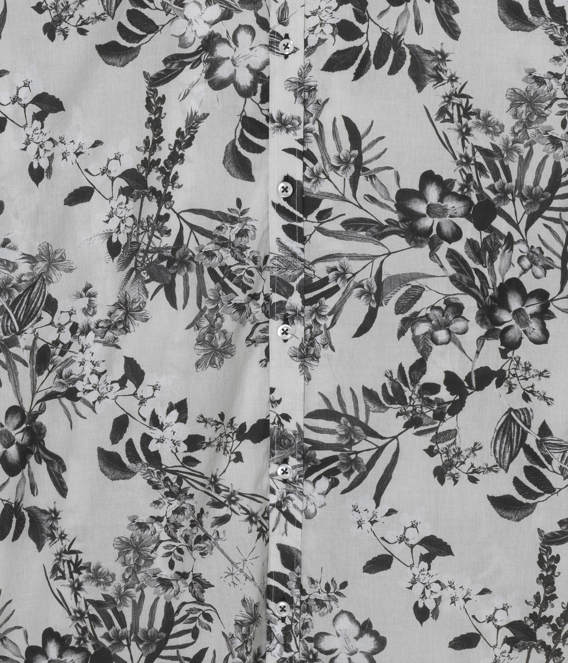 Chemise Manches Longues En Coton À Imprimé Foral, Blanc - Black And White Flowers Print - HD Wallpaper 