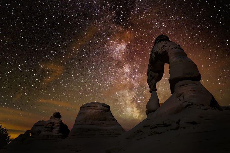 Star, Milky Way, Night Scene, Nature, Heaven, Landscape, - Milky Way - HD Wallpaper 