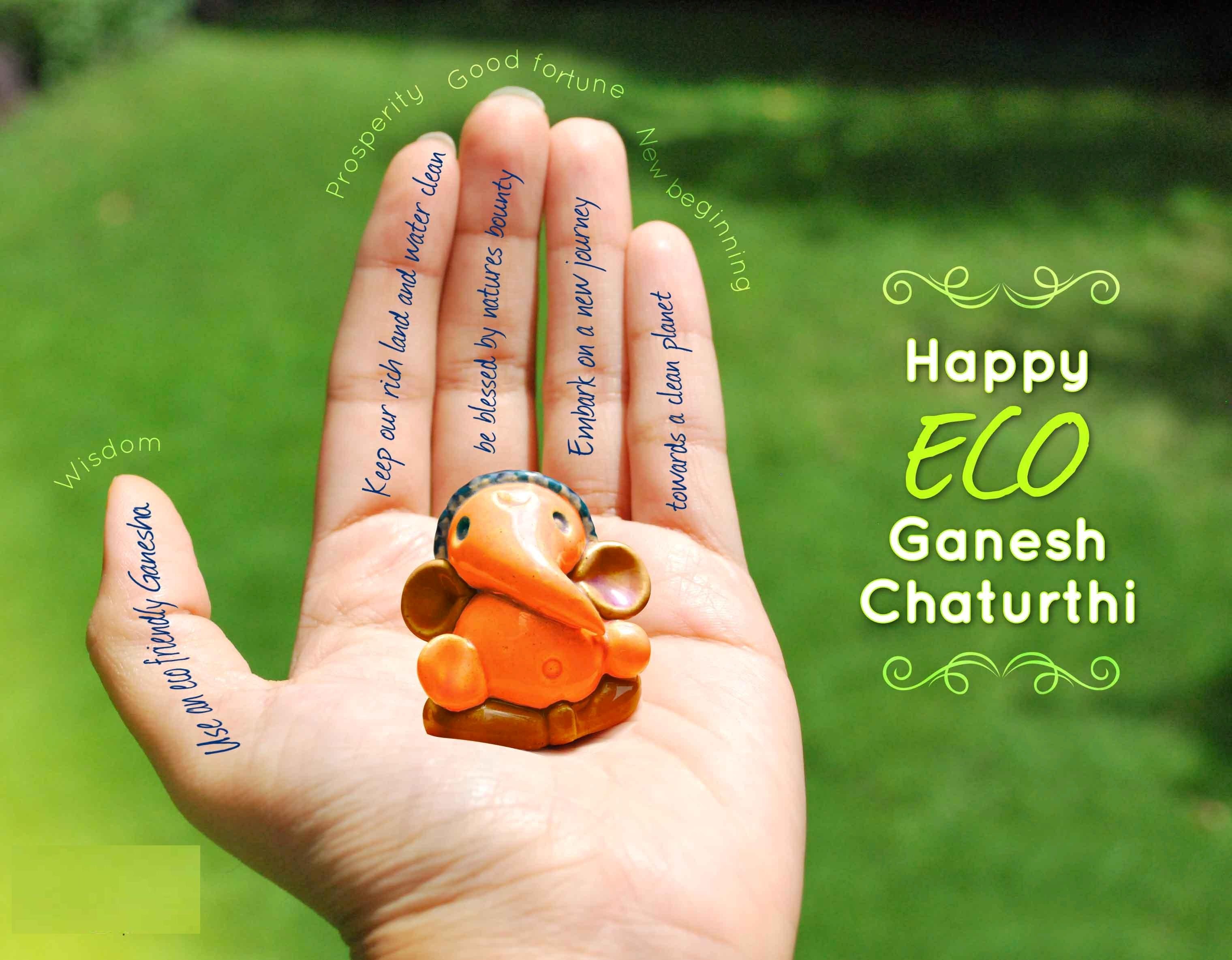 Happy Eco Ganesh Chaturthi Wallpapers - Eco Friendly Ganesh Chaturthi Wishes - HD Wallpaper 