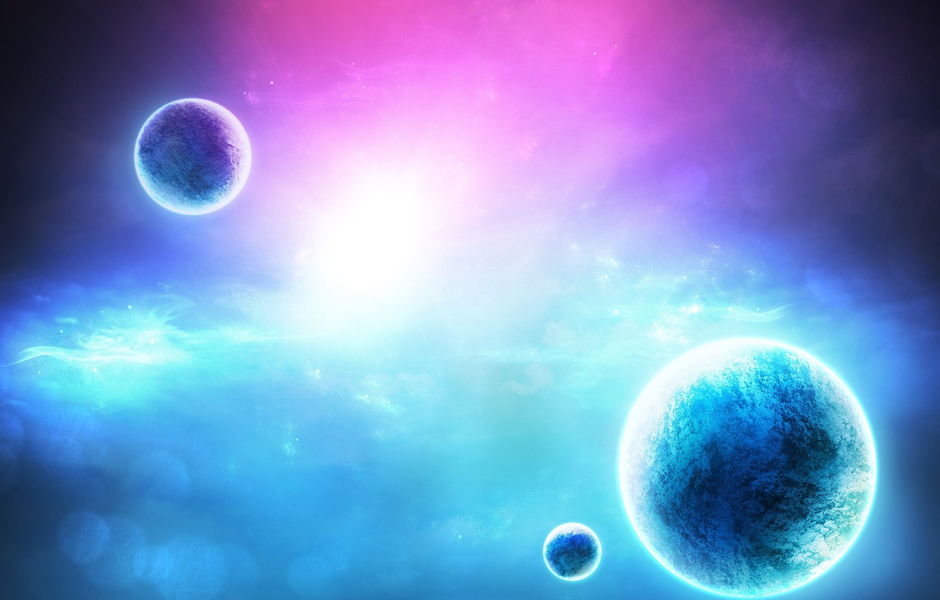 Photo Wallpaper Space, Abstraction, Planet, Glow, Art, - HD Wallpaper 