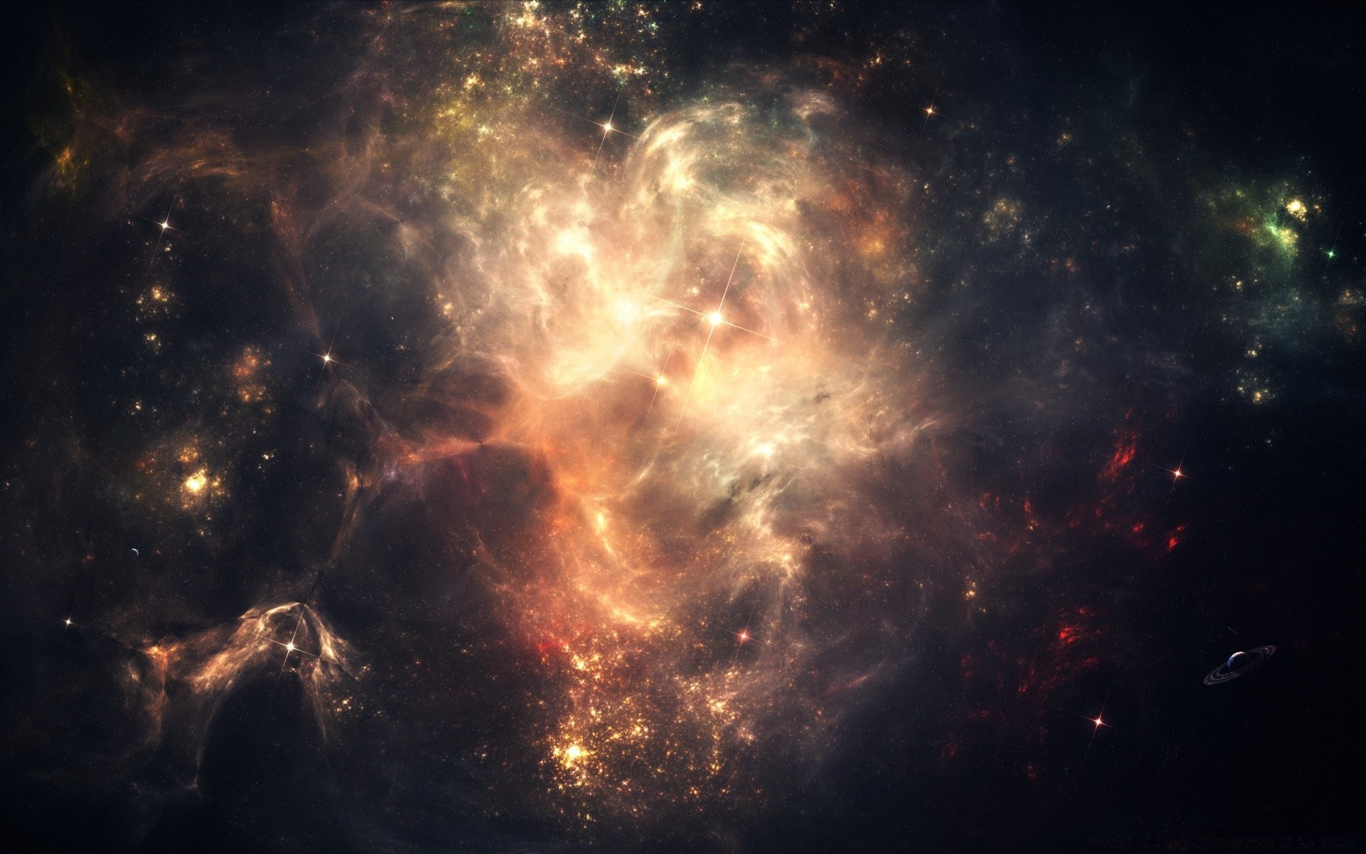 Nebula Astronomy Space Galaxy Fantasy Moon Dust Dark - Black And Yellow Galaxy - HD Wallpaper 
