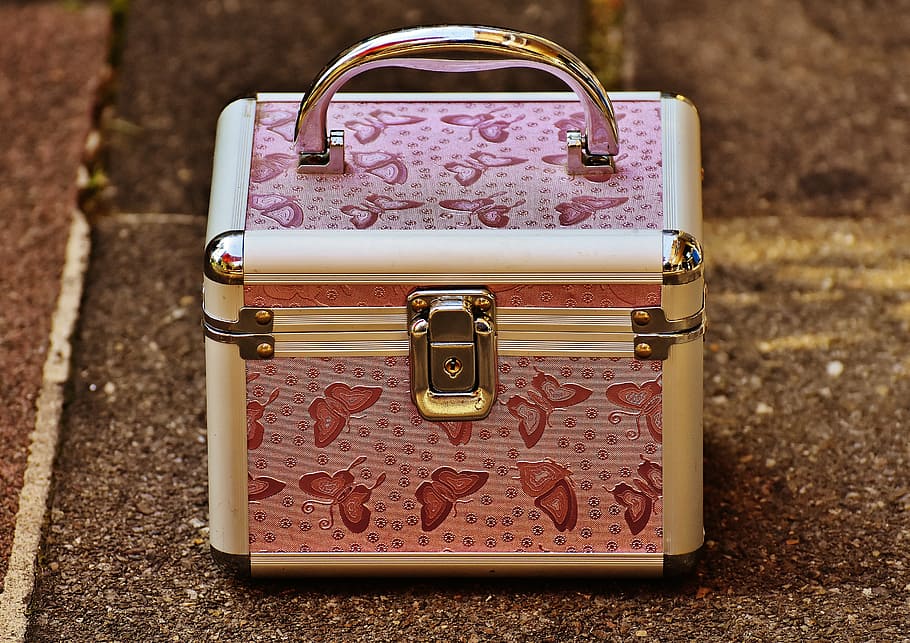Briefcase, Pink, Silver, Cute, Luggage, Vanity Cases, - Briefcase - HD Wallpaper 