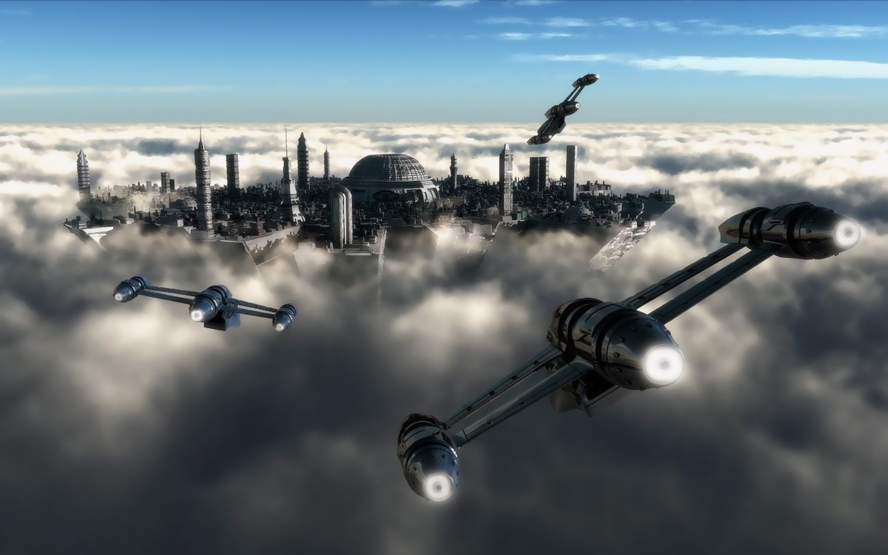 Sci Fi City In The Clouds - HD Wallpaper 