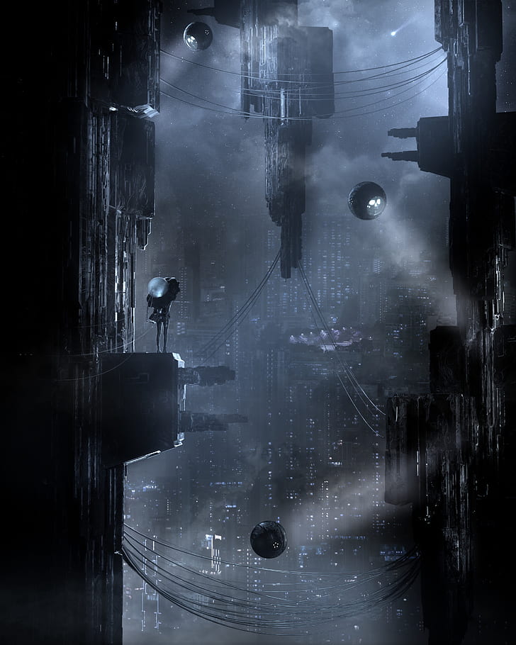 City, Futurism, Cyberpunk, Sci-fi, Dark, Hd Wallpaper - Cyberpunk Wallpaper Phone Dark - HD Wallpaper 