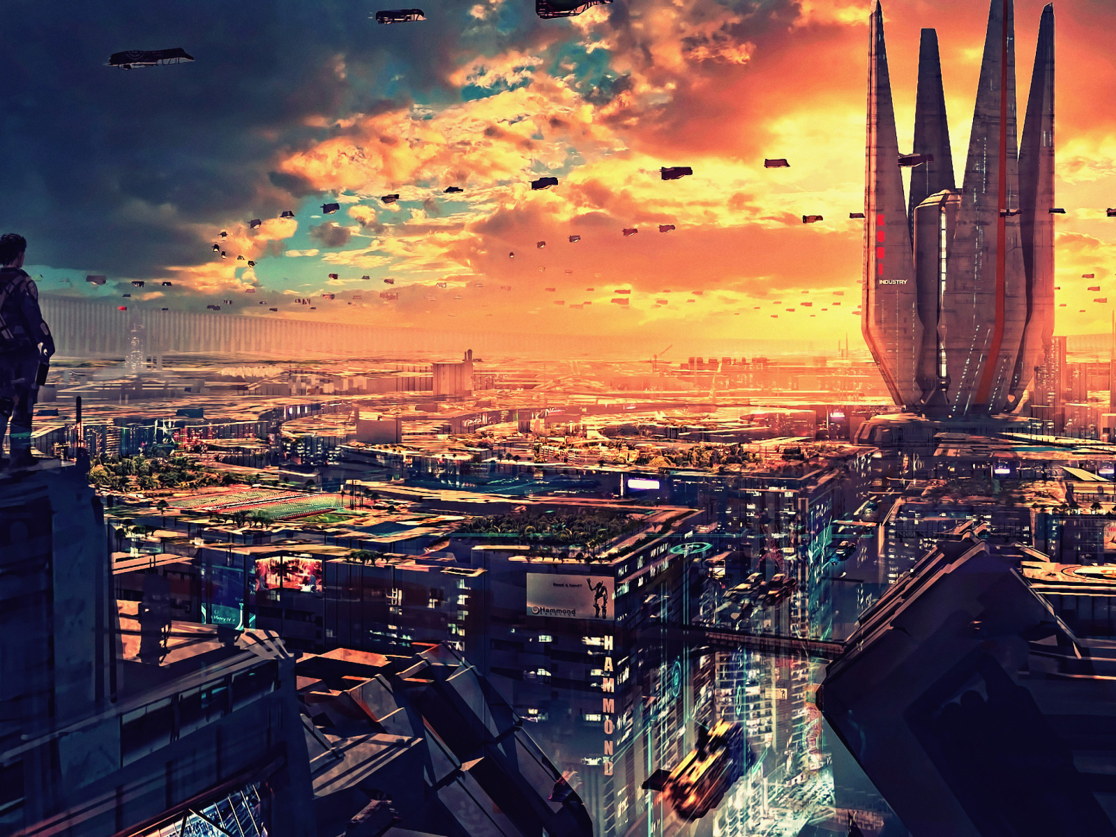 Sci Fi Walled City - HD Wallpaper 