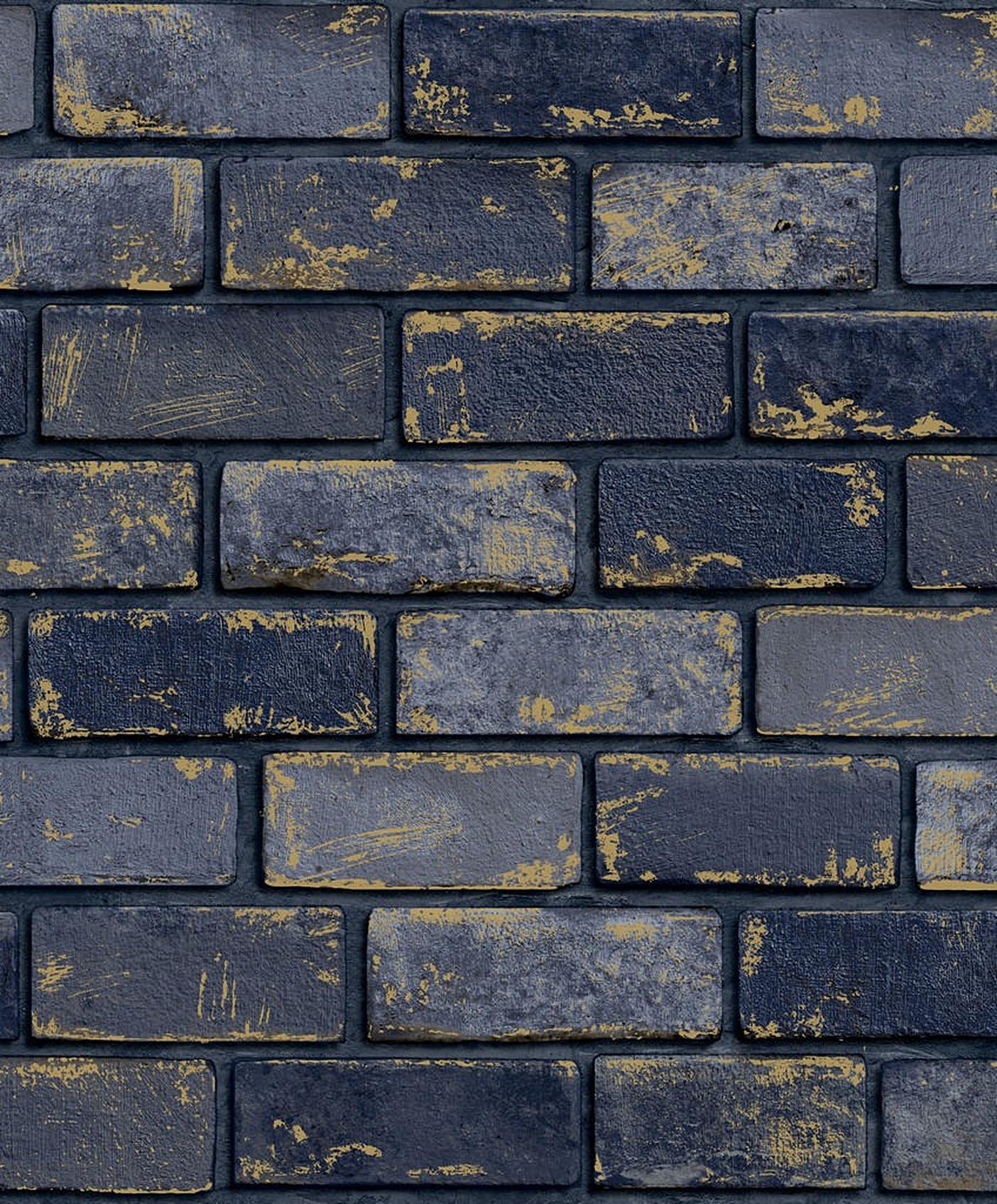 Navy Blue Brick Wall - HD Wallpaper 