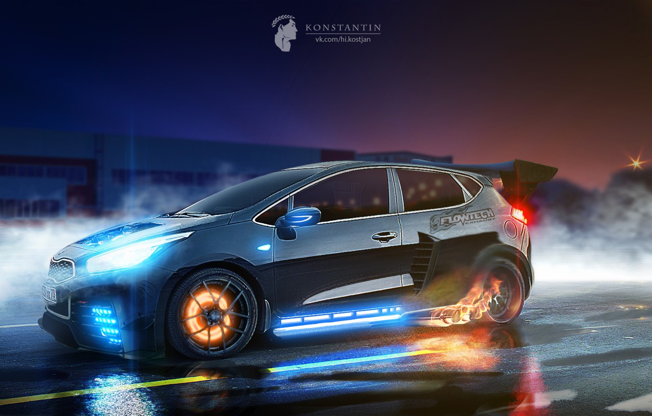Photo Wallpaper Light, Night, Tuning, Spoiler, Kia, - Kia Pro Ceed Jd Tuning - HD Wallpaper 