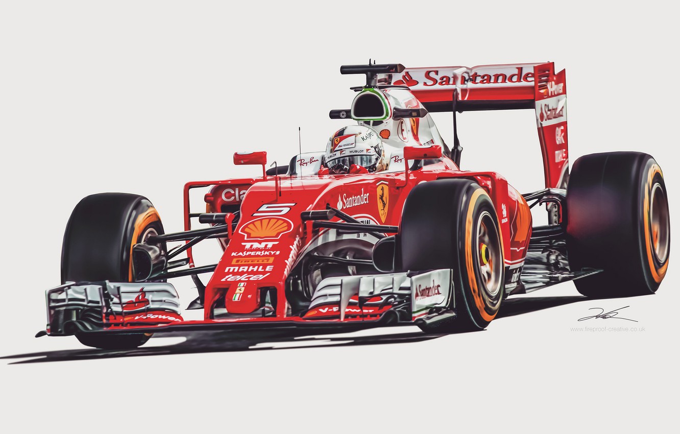 Photo Wallpaper Ferrari, Digital Art, Sebastian Vettel - Formula One Car - HD Wallpaper 