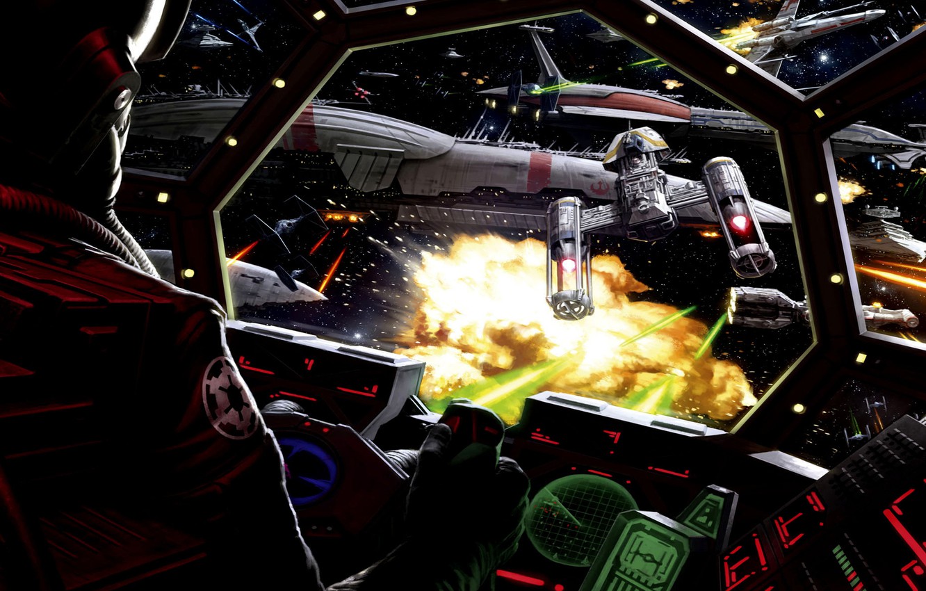 Photo Wallpaper Star Wars, Art, Cockpit, Battle, Tie - Star Wars Tie Fighter Cockpit - HD Wallpaper 