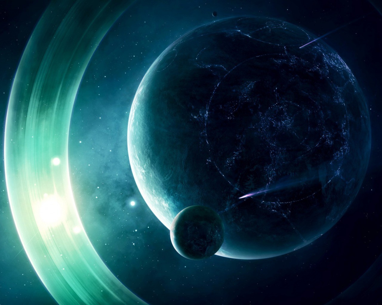 Alien Planet With Rings - HD Wallpaper 