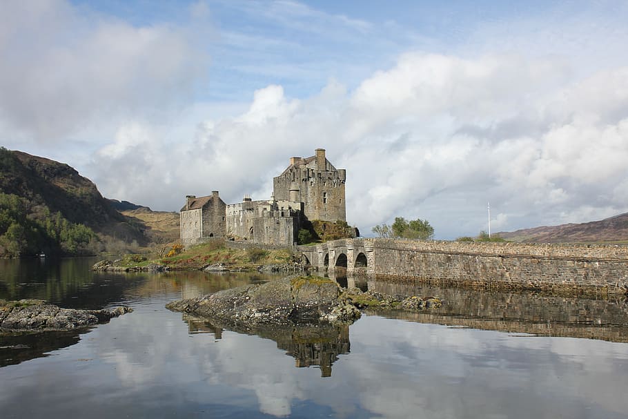Reflection, Scotland, Scottish, Highlands, Loch, Landmark, - Eilean Donan Castle - HD Wallpaper 